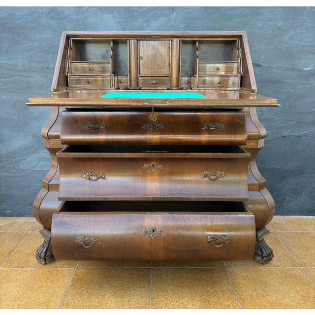 Baroque Style Bombe Secretary Desk, Mid-20th Century For Sale - Image 10 of 16