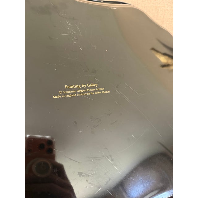 Metal Tole "Peas in Bowl" English Decorative Large Tray For Sale - Image 6 of 7