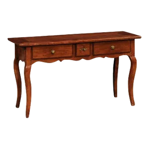 19th Century French Louis XV Style Walnut Console Table with Three Drawers
