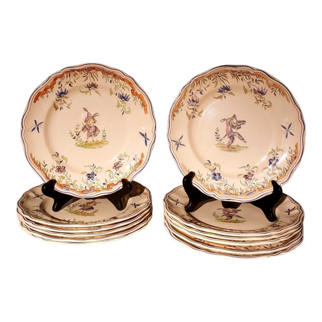 1920s Longchamp Callot Faience Plates- Set of 12 For Sale