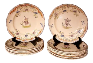 1920s Longchamp Callot Faience Plates- Set of 12