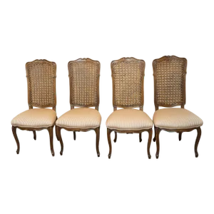 1990s Set of 4 Rattan Back French Courtyard Chairs