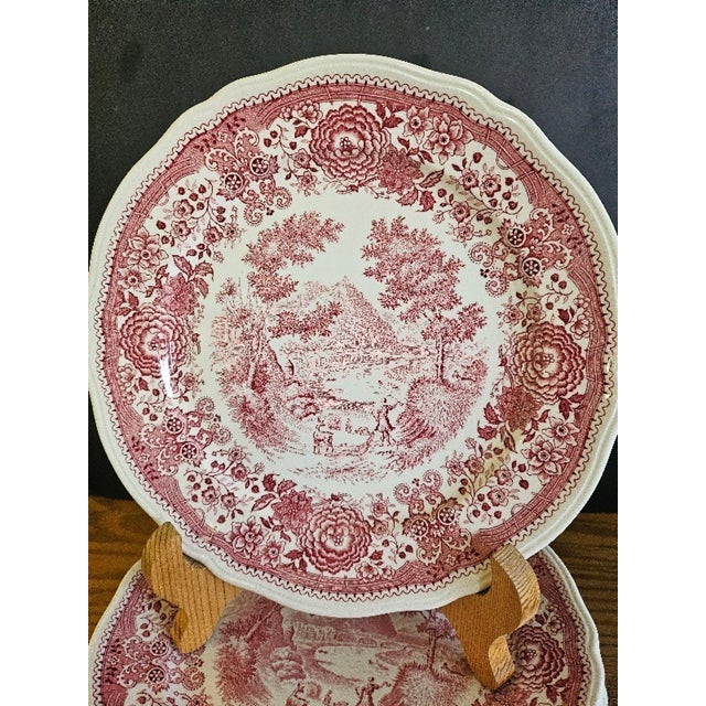 Villeroy & Boch Vintage German Villeroy & Boch Red Burgenland Platters-Set of 6 For Sale - Image 4 of 4