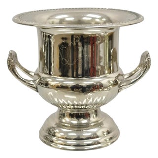 Vintage Regency Style Silver Plated Trophy Cup Urn Champagne Chiller Ice Bucket For Sale