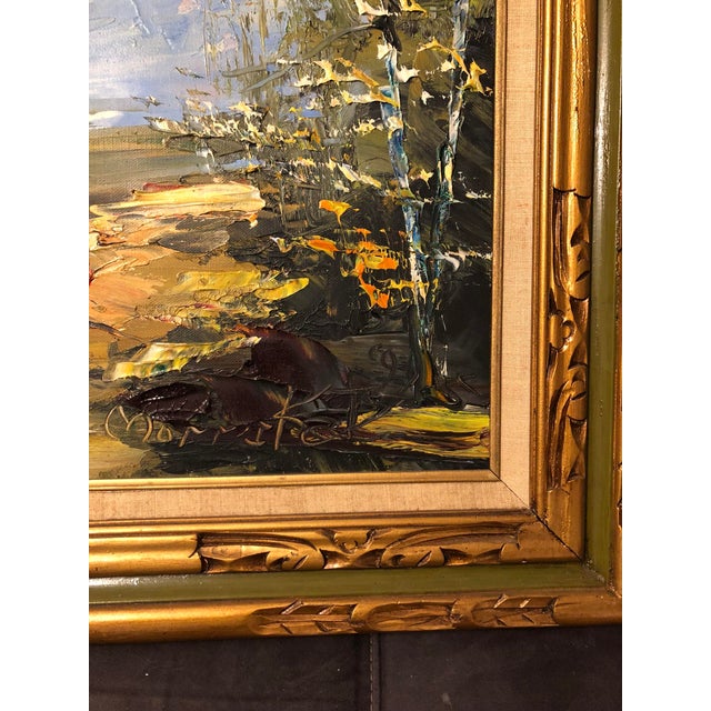 Mid-Century Modern 1997 Impasto Alpine Cabin Mountain Landscape Oil Painting by Morris Katz For Sale - Image 3 of 11