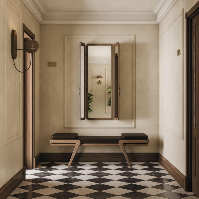 Tom Folding Mirror by Wood Tailors Club, in New conditions. Designed from 2000 Signed by Maker