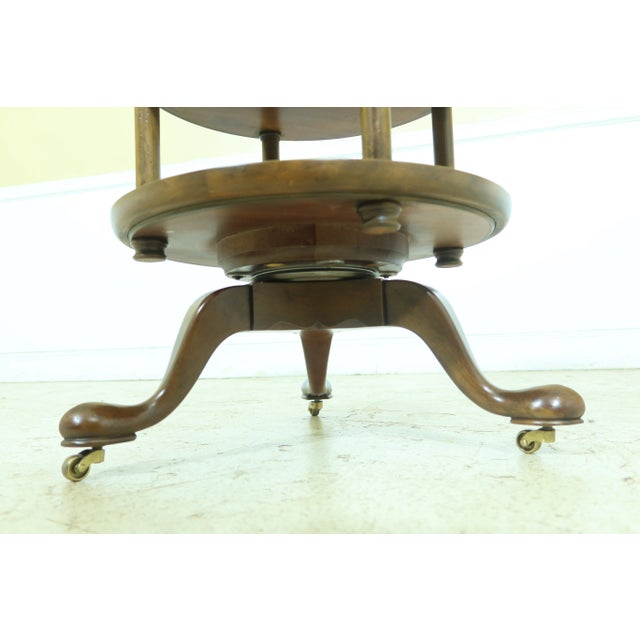 Approx: 40 Years Old High Quality Construction Queen Anne Legs & Pad Feet Revolving Base Nice Walnut Finish Brass Caster...