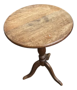 Vintage Oak Pedestal Round Side Table by the Consider H. Willett Company