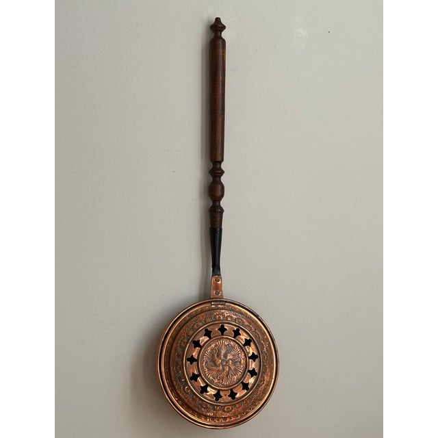 French Provincial Mid-20th Century French Copper Bassinoire Bed Warmer, Normandy For Sale - Image 3 of 18