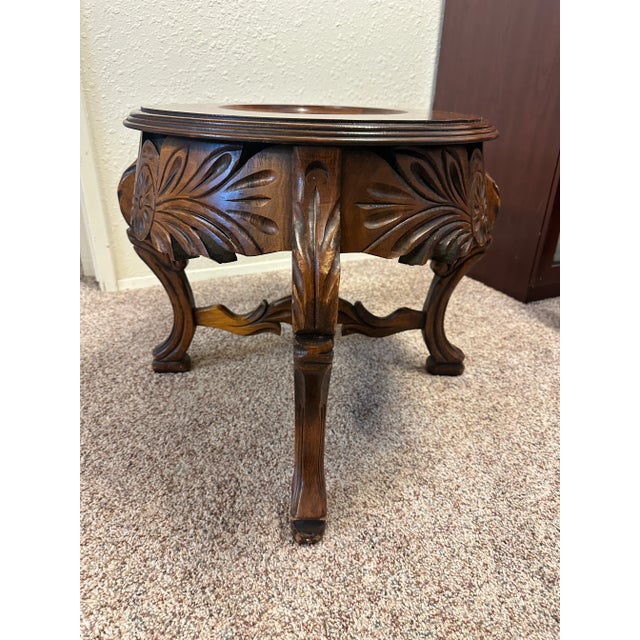 Antique French Renaissance Style Wood & Glass Top Tray Coffee Table With Carved Cherubs For Sale - Image 10 of 17