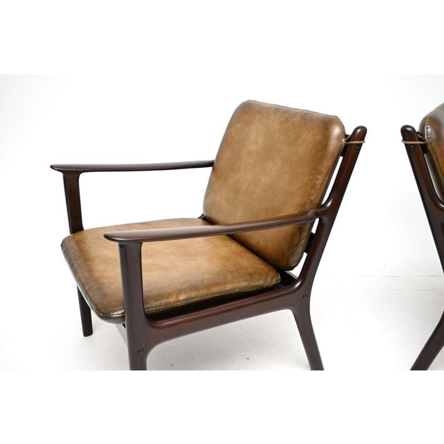 Vintage Danish Leather Armchairs from Ole Wanscher, 1960s, Set of 2 For Sale - Image 9 of 10