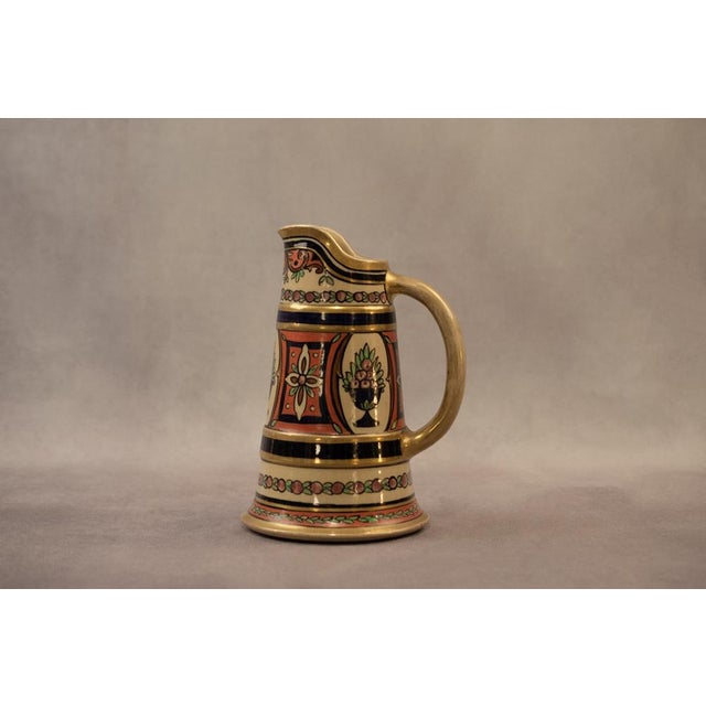 Polychrome and Gilt Glazed Earthenware Ewer, 1890s For Sale - Image 4 of 12