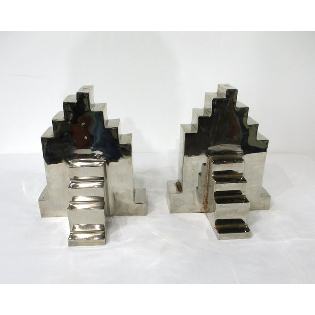Metal 2 Chromed Automotive Industrial Jackstand Bookends For Sale - Image 7 of 10