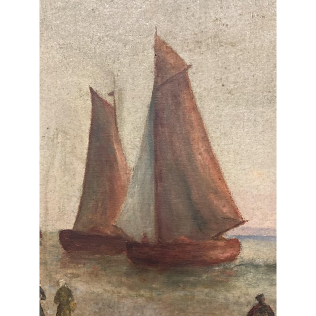 F. Peyre, Seascape at Sunset, 1920s, Oil on Canvas For Sale - Image 10 of 14
