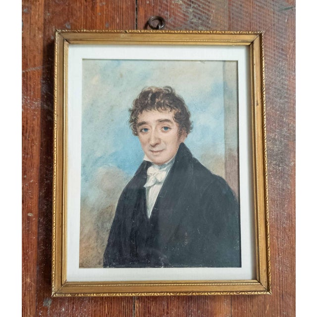 19th Century English or American Watercolor Miniature Portrait of a Gentleman For Sale - Image 9 of 10