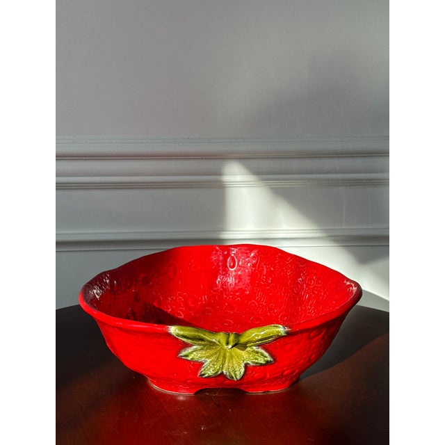 Red Vintage Italian Ceramic Strawberry Serving Bowl For Sale - Image 8 of 15
