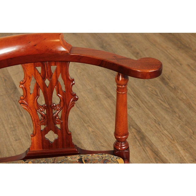 Brown Chippendale Style Pair Of Mahogany Ball And Claw Corner Chairs For Sale - Image 8 of 12