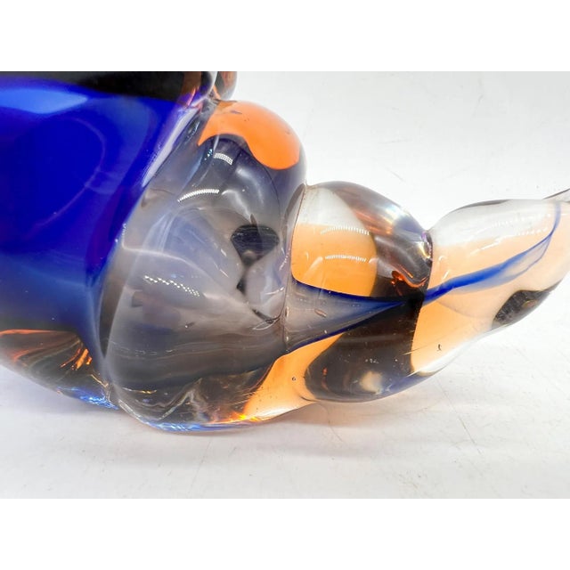 20th Century Somerso Murano Glass Shell- Blue, Orange and Transparent For Sale - Image 11 of 12