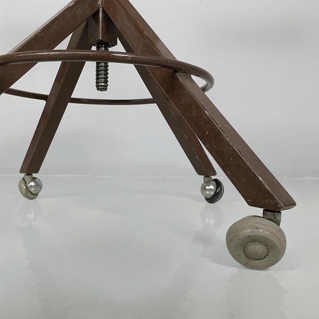 Mid-Century Modern Italian Wooden and Metal Chair with Casters, 1940s For Sale - Image 14 of 16