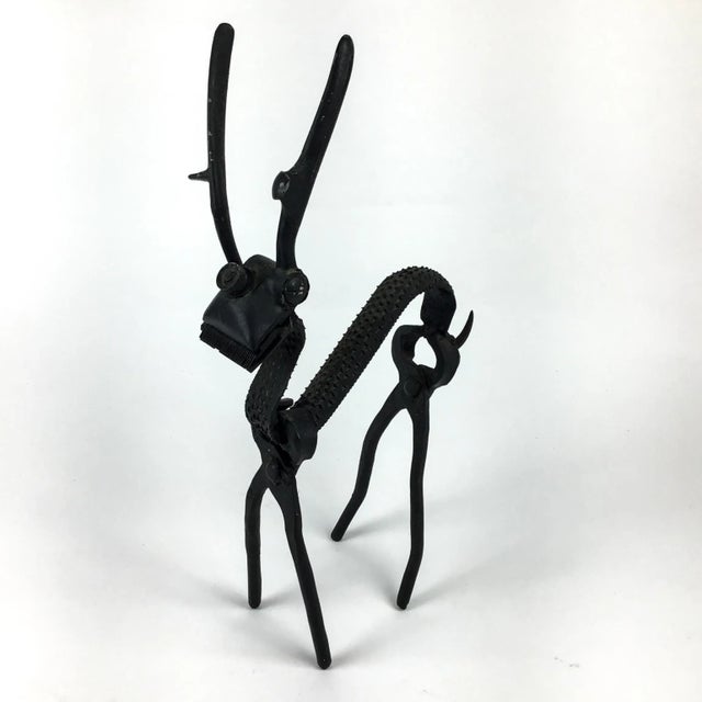 Black Artisan Vintage Metal Artwork Deer Sculpture Steampunk For Sale - Image 8 of 13