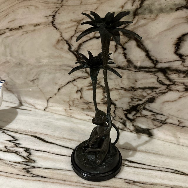 Metal Brass Monkey Candleholder For Sale - Image 7 of 8