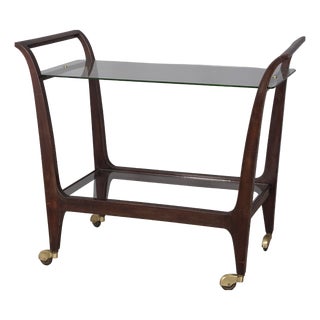 Vintage Italian Wood and Glass Food Trolley, 1940s For Sale