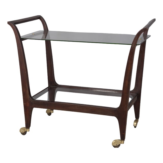 Vintage Italian Wood and Glass Food Trolley, 1940s For Sale
