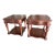 Late 20th Century Pair of Ornate Two-Tier Square Side Tables – Scalloped Parquet Top For Sale