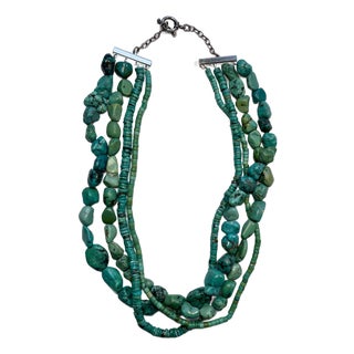 Four Strand Turquoise Beaded Necklace - For Sale
