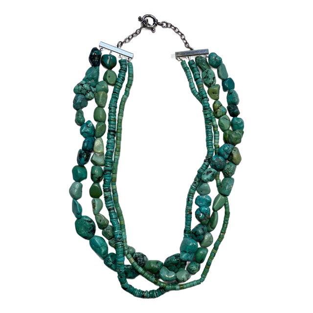 Four Strand Turquoise Beaded Necklace - For Sale
