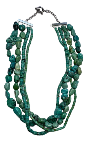 Four Strand Turquoise Beaded Necklace -