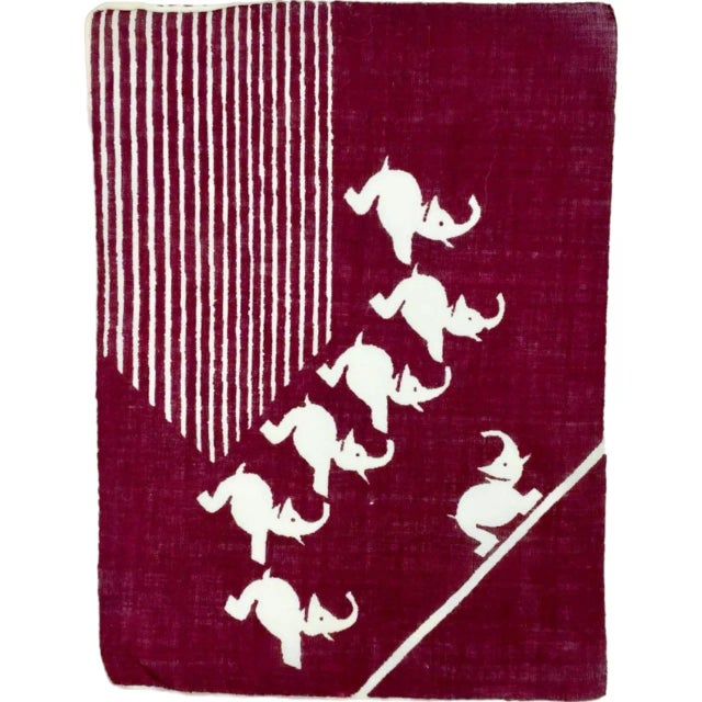 Set of 4 Antique Art Deco Red Elephant Linen Cocktail Napkins For Sale In Washington DC - Image 6 of 13