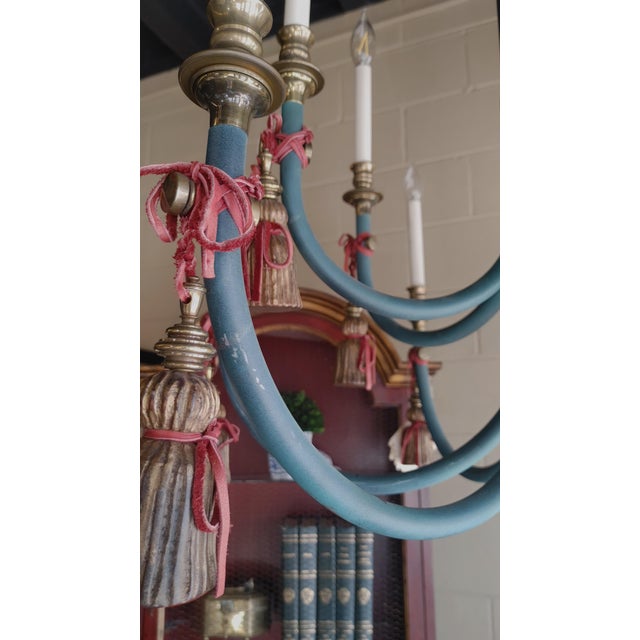 Metal Vintage Italian Style Tassel 12-Light Chandelier For Sale - Image 7 of 9