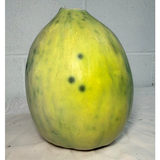 Vintage 96 Handmade Patricia Garrett Figural Vegetable Squash Melon Pottery Vase For Sale - Image 4 of 12