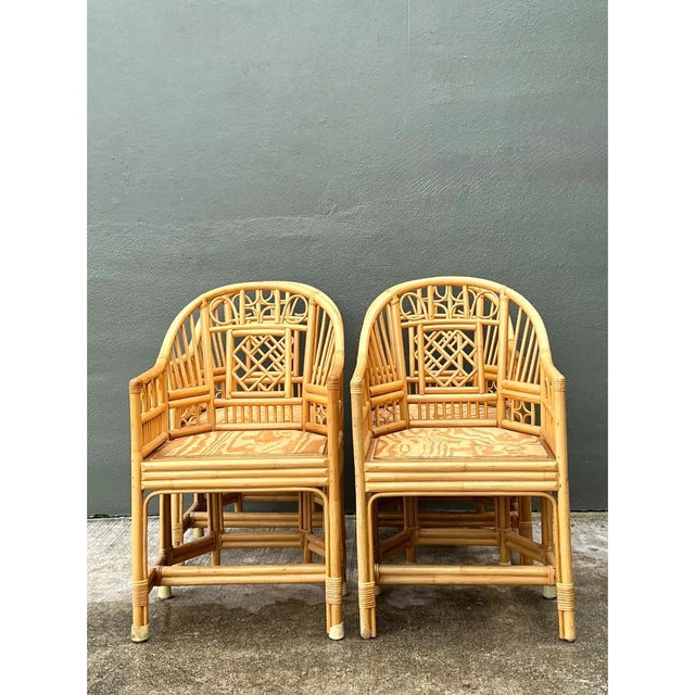 Camel Vintage Rattan Brighton Pavillion High Back Rattan Chairs - A Pair For Sale - Image 8 of 12