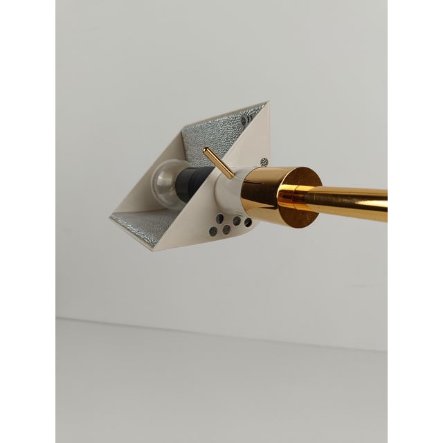 Italian Adjustable Table Lamp in Ivory White and Gilded Metal by F. Fabbian, 1970s For Sale - Image 13 of 18