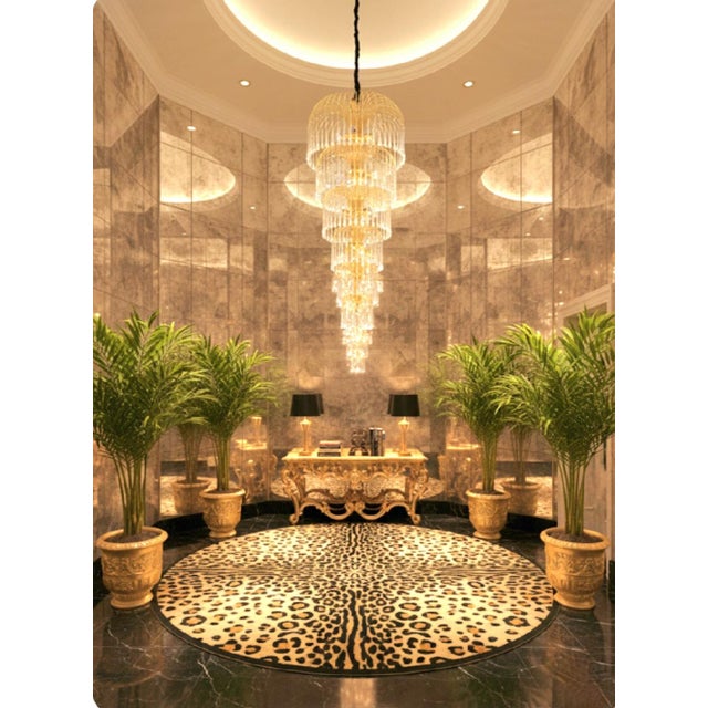 Metal 1980s Monumental 5ft Tall Vintage 6 Tiered Waterfall Crystal 25 Light Mid Century Hollywood Regency Chandelier For Sale - Image 7 of 8