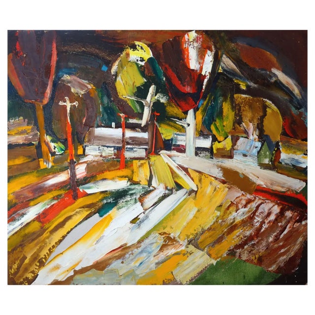 Valdis Bush, Autumn Wind, Oil on Cardboard, 1970s For Sale