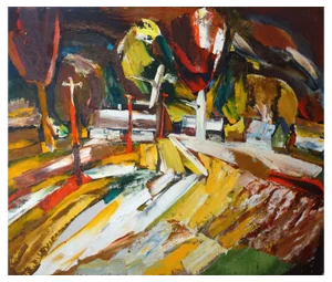 Valdis Bush, Autumn Wind, Oil on Cardboard, 1970s