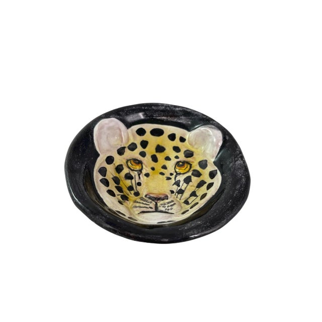 Mid-Century Modern Mid-Century Italian Pottery Wild Cat Trinket Dishes - a Pair For Sale - Image 3 of 7
