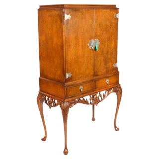 20th Century Burr Walnut Cocktail Cabinet For Sale