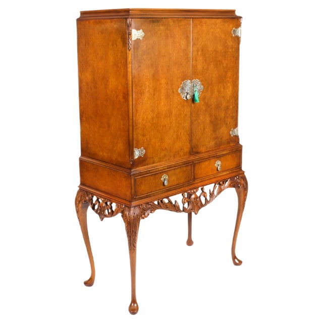 20th Century Burr Walnut Cocktail Cabinet For Sale