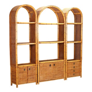 Vintage Italian Bookcase in Bamboo, 1980s For Sale