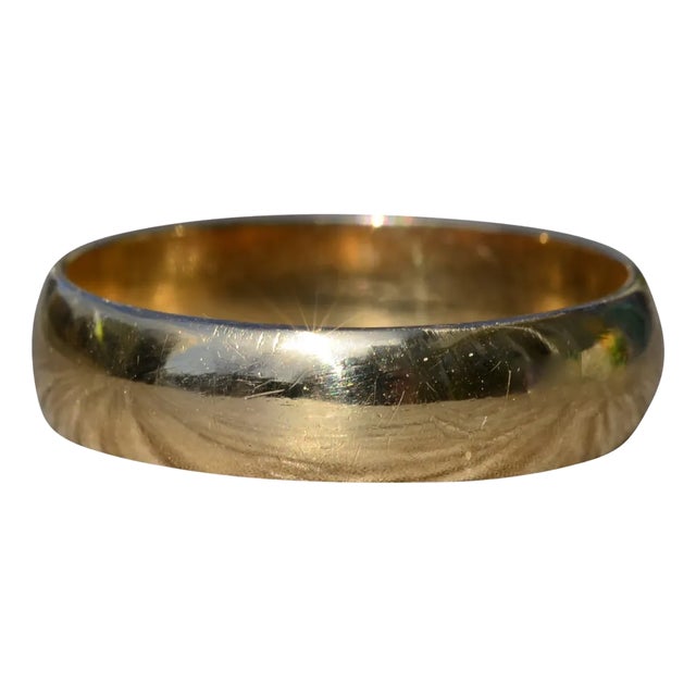 14K Yellow Gold Wedding Band Signed For Sale