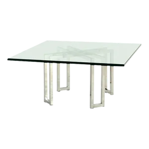 Chrome Base Square Glass Top Mid Century Modern Coffee Table Barcelona Baughman