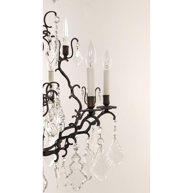 French Vintage Louis XV–Style Bronze and Crystal Chandelier For Sale - Image 4 of 10