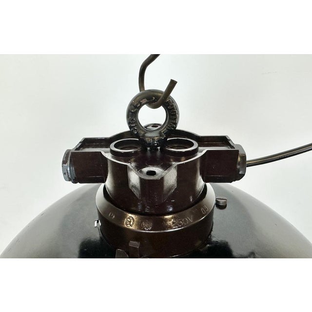 Black Industrial Black Enamel Factory Pendant Lamp, 1950s For Sale - Image 8 of 18