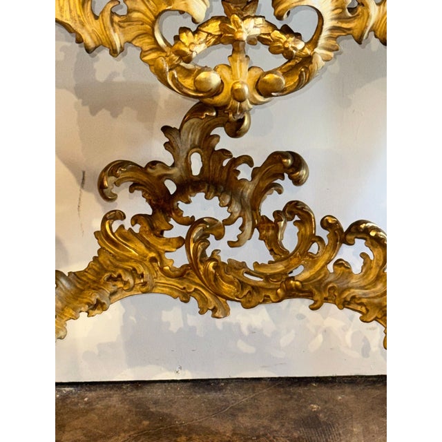 Pair of 19th C. French Louis XV Giltwood Consoles For Sale - Image 4 of 6