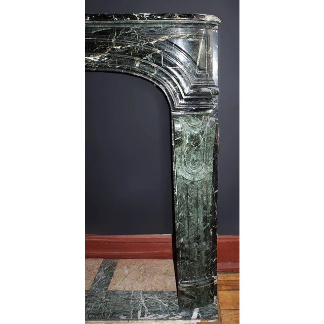 French Marble Mantel Antique Louis XIV Style French Terra Verde Marble For Sale - Image 3 of 6