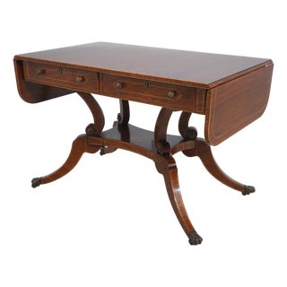 1990s Rosewood Vintage Bench Made Regency Style Dropleaf Library Table For Sale